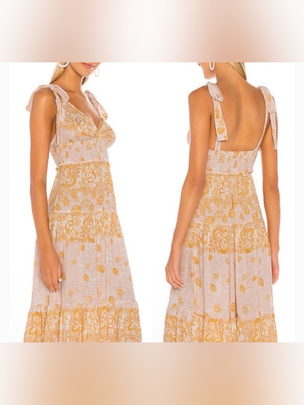 Free People Yellow & Cream Floral Tiered Maxi Dress - Picture 3 of 11